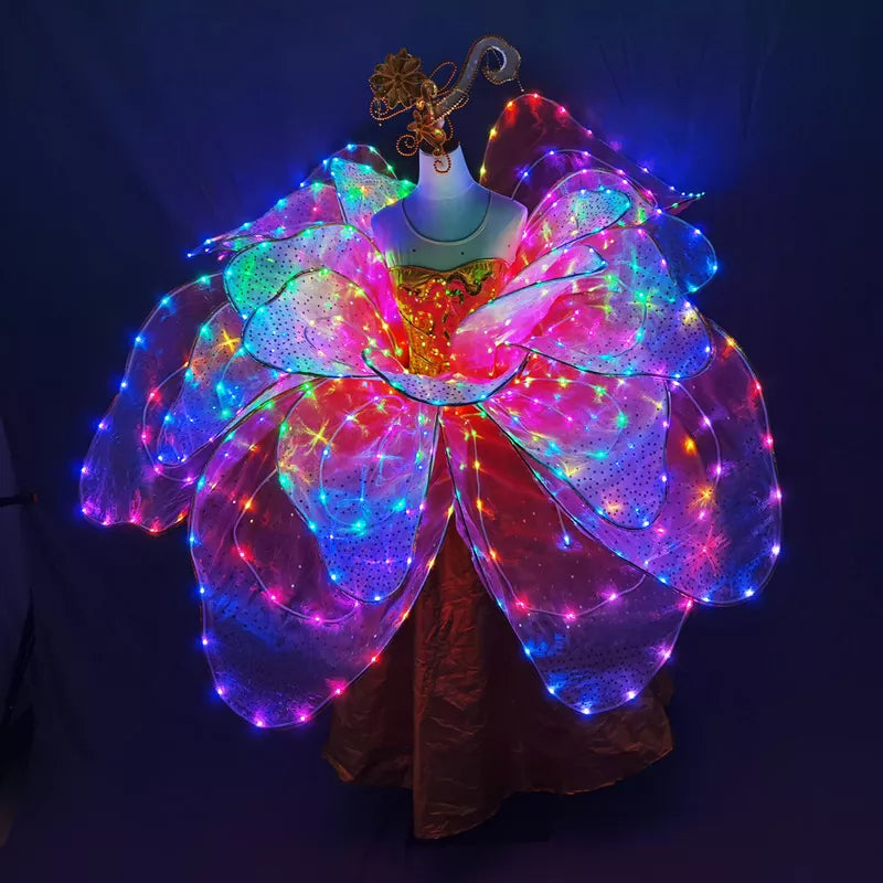 Full Color LED Petal Skirt Flower Opening Dance Big Swing Dress