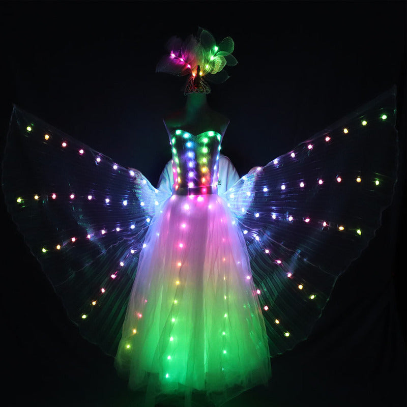 LED Glowing Wedding Dress & Wings for Women Performance Ballet