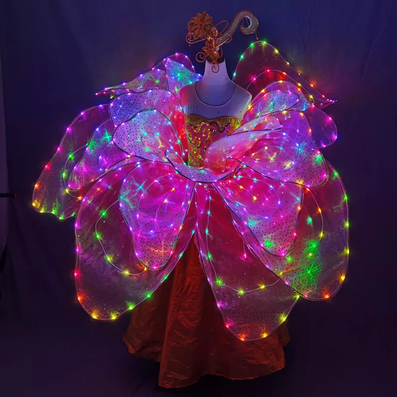 Full Color LED Petal Skirt Flower Opening Dance Big Swing Dress