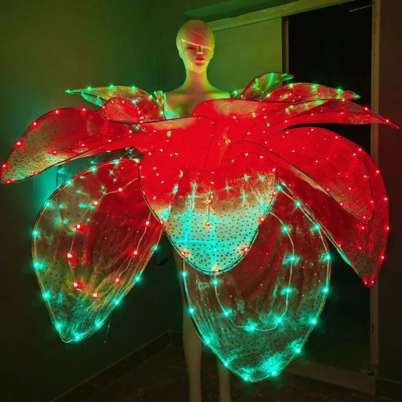 Full Color LED Petal Skirt Flower Opening Dance Big Swing Dress