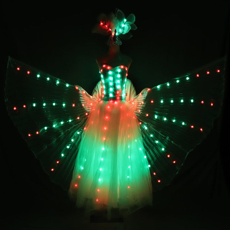 LED Glowing Wedding Dress & Wings for Women Performance Ballet