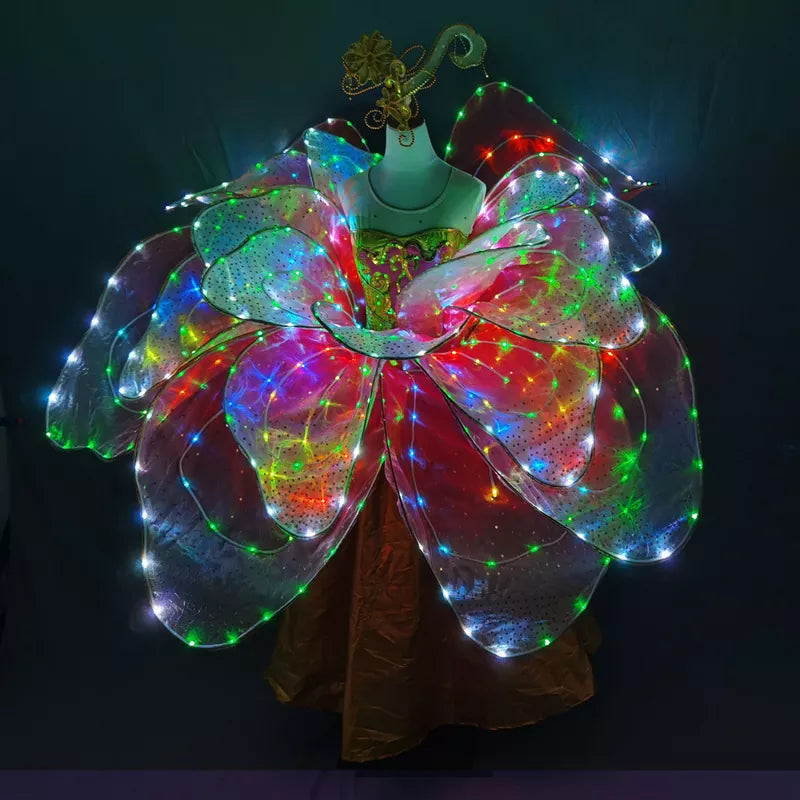 Full Color LED Petal Skirt Flower Opening Dance Big Swing Dress