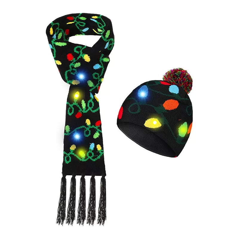 Christmas LED Beanie Hat & Scarf