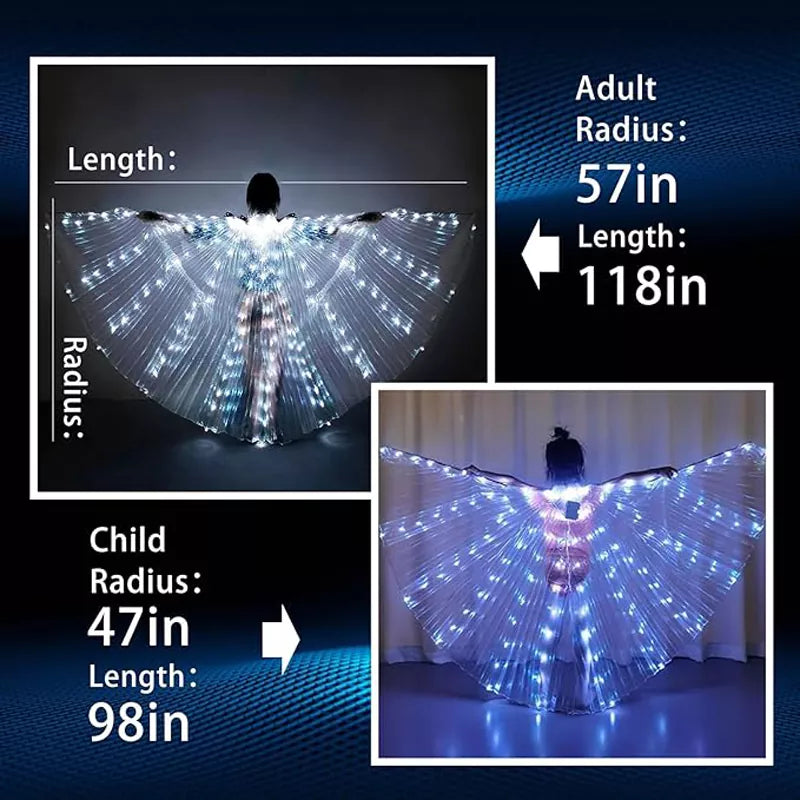 LED Belly Dance Costume Light Up IsIs Wings for Women Adults