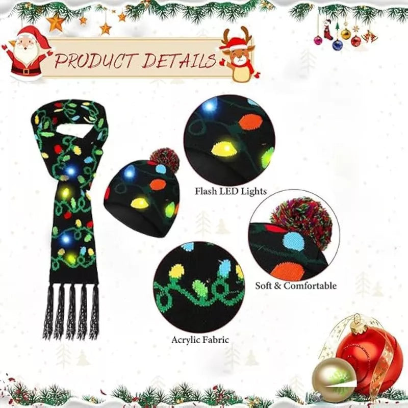 Christmas LED Beanie Hat & Scarf