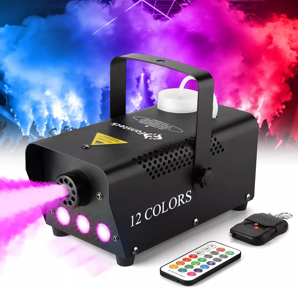 RGB LED Fog Machine Remote Control Lighting DJ Party Stage Smoke Thro