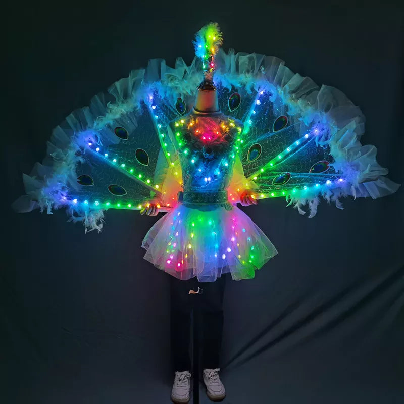 Full Color LED Peacock Wings for Women Nightclub Catwalk Model