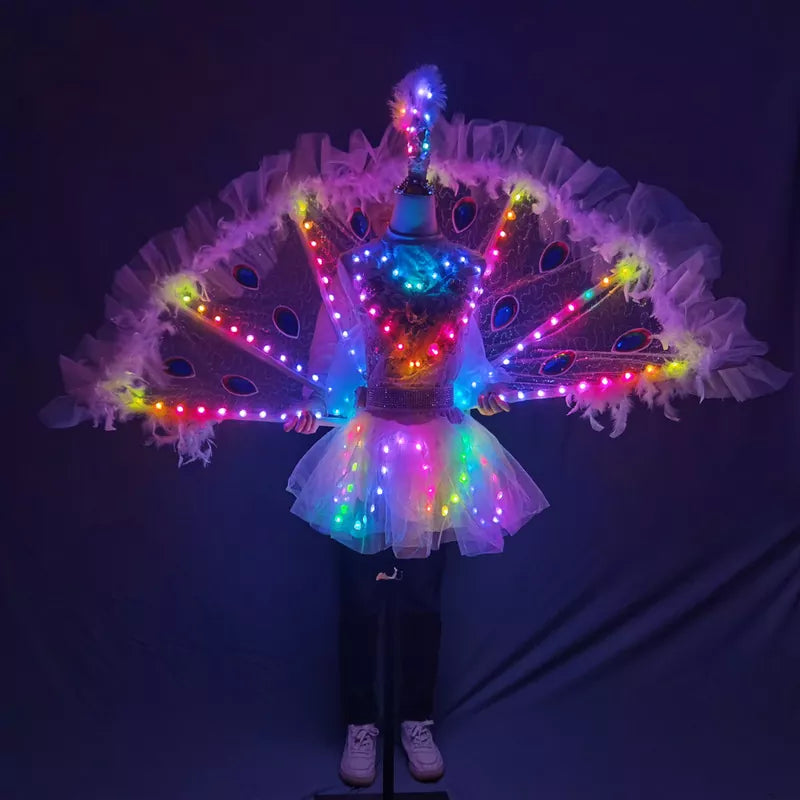 Full Color LED Peacock Wings for Women Nightclub Catwalk Model