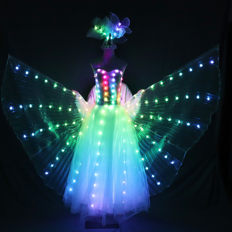 LED Glowing Wedding Dress & Wings for Women Performance Ballet