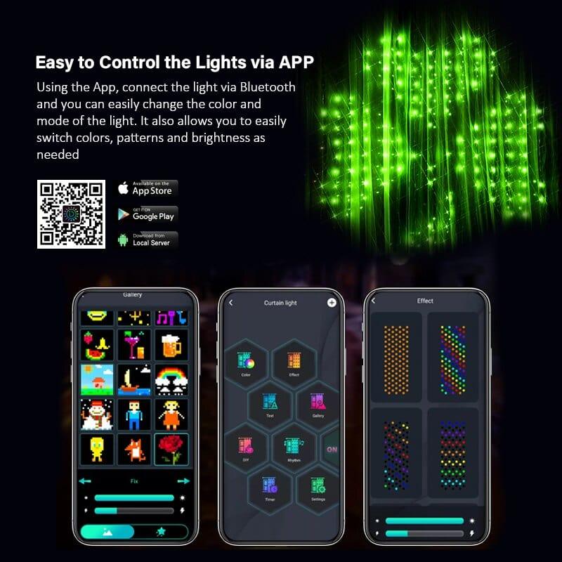 Bluetooth LED Curtain Lights - RGB Color Changing LED String Lights Kit